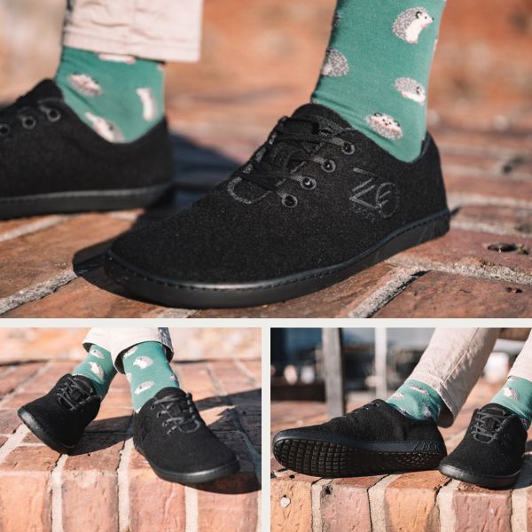 schwarze Merino Barfußschuhe